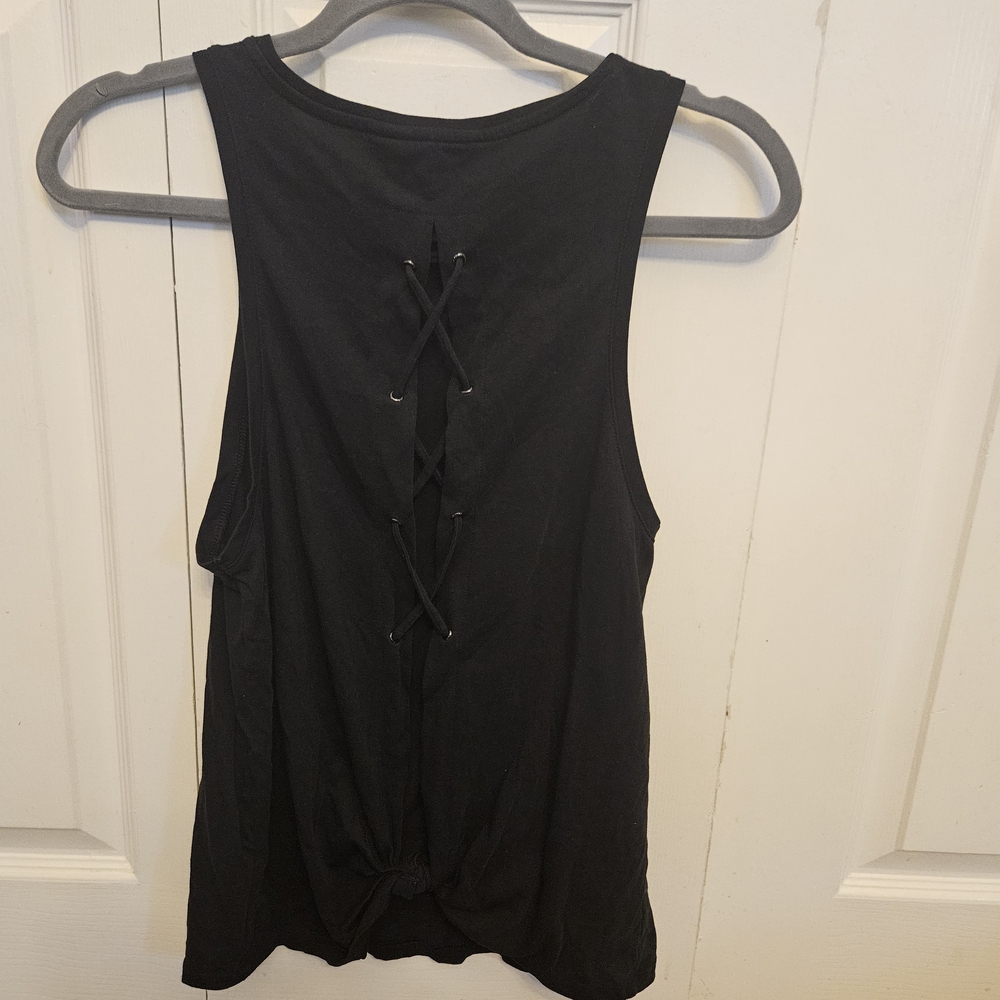 Victoria's Secret Black Lace-Up Back Tank